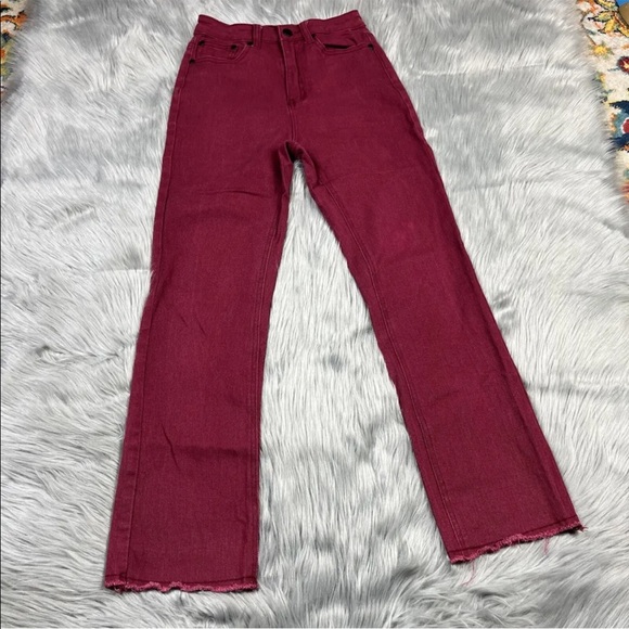 Lazy Oaf X Daria Red I Hate Everybody Frayed Hem Jeans Size 24 - Picture 1 of 13